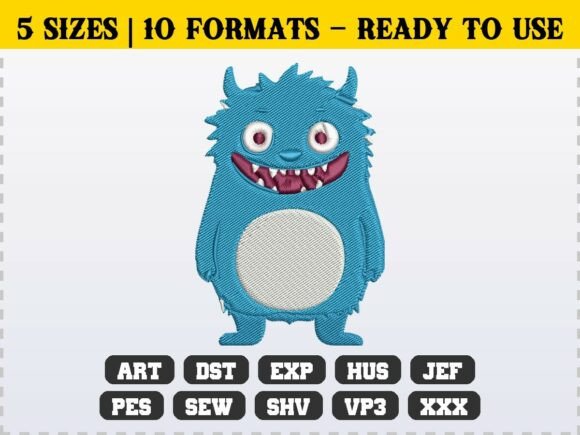 Cute Kids Halloween Monster Embroidery