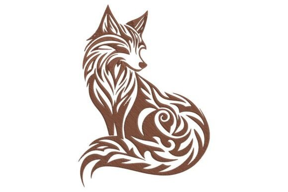 Tribal Fox in Brown Embroidery Design