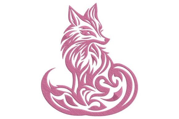 Tribal Fox in Pink Embroidery Design